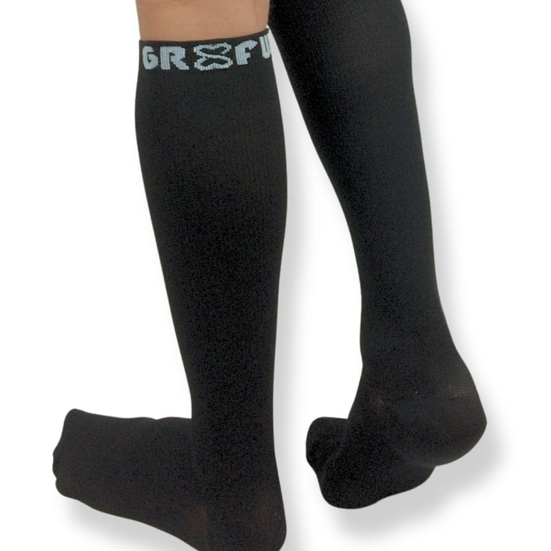 Compression Socks for Men & Women â€“ Knee High 15â€“20 mmHg Support Socks for Running, Travel, Work & Everyday Comfort | Long Athletic Compression Socks Black â€“ 1 Pair L/XL